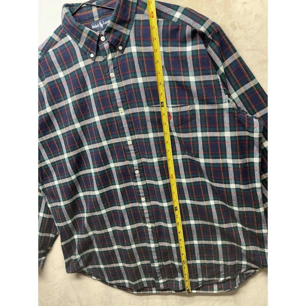 VTG 90s Polo Ralph Lauren Blaire Shirt Mens XL Blue Red Green Plaid Long Sleeve